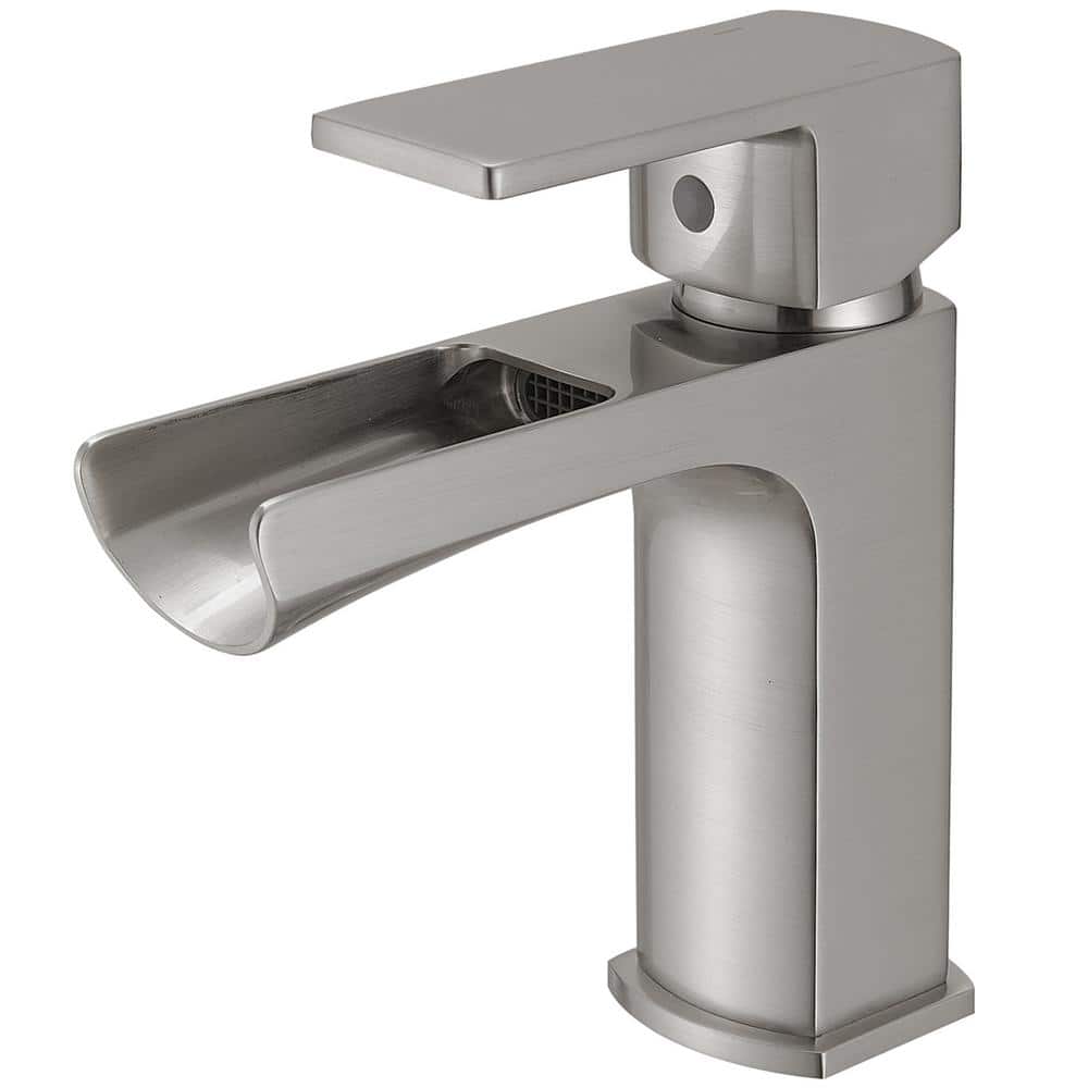 Single Handle Single Hole Waterfall Bathroom Faucet with Pop-up Drain Set Brass Sink Basin Vanity Taps in Brushed Nickel price history on PriceWatchPro