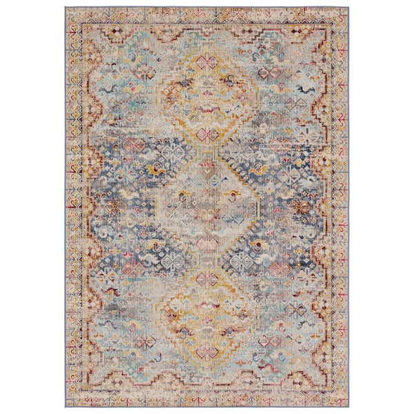 Esquire 8 ft. x 10 ft. Medallion Blue/Mulitcolor Indoor/Outdoor Area Rug