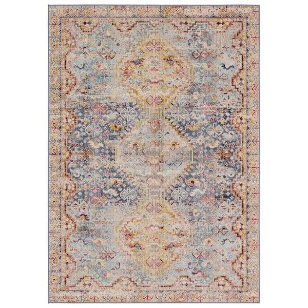 VIBE BY JAIPUR LIVING Esquire Blue/Multicolor 3 ft. x 8 ft. Medallion Indoor/Outdoor Area Rug