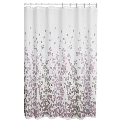 70 in. x 72 in. Sylvia Leaves Printed Faux Silk Fabric Shower Curtain