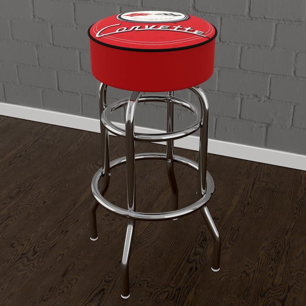 Unbranded Corvette C1 Red 31 in. Red Backless Metal Bar Stool with Vinyl Seat