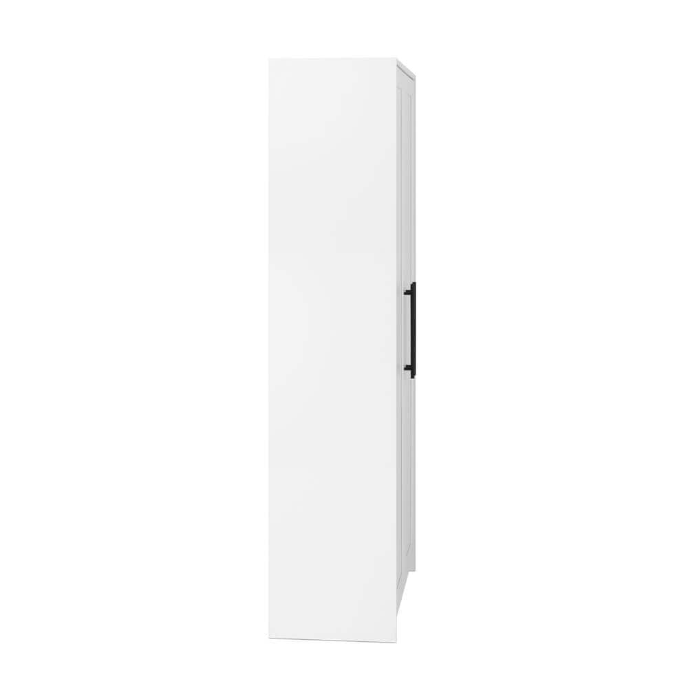Elite White Tall Storage Cabinet with Adjustable Shelves