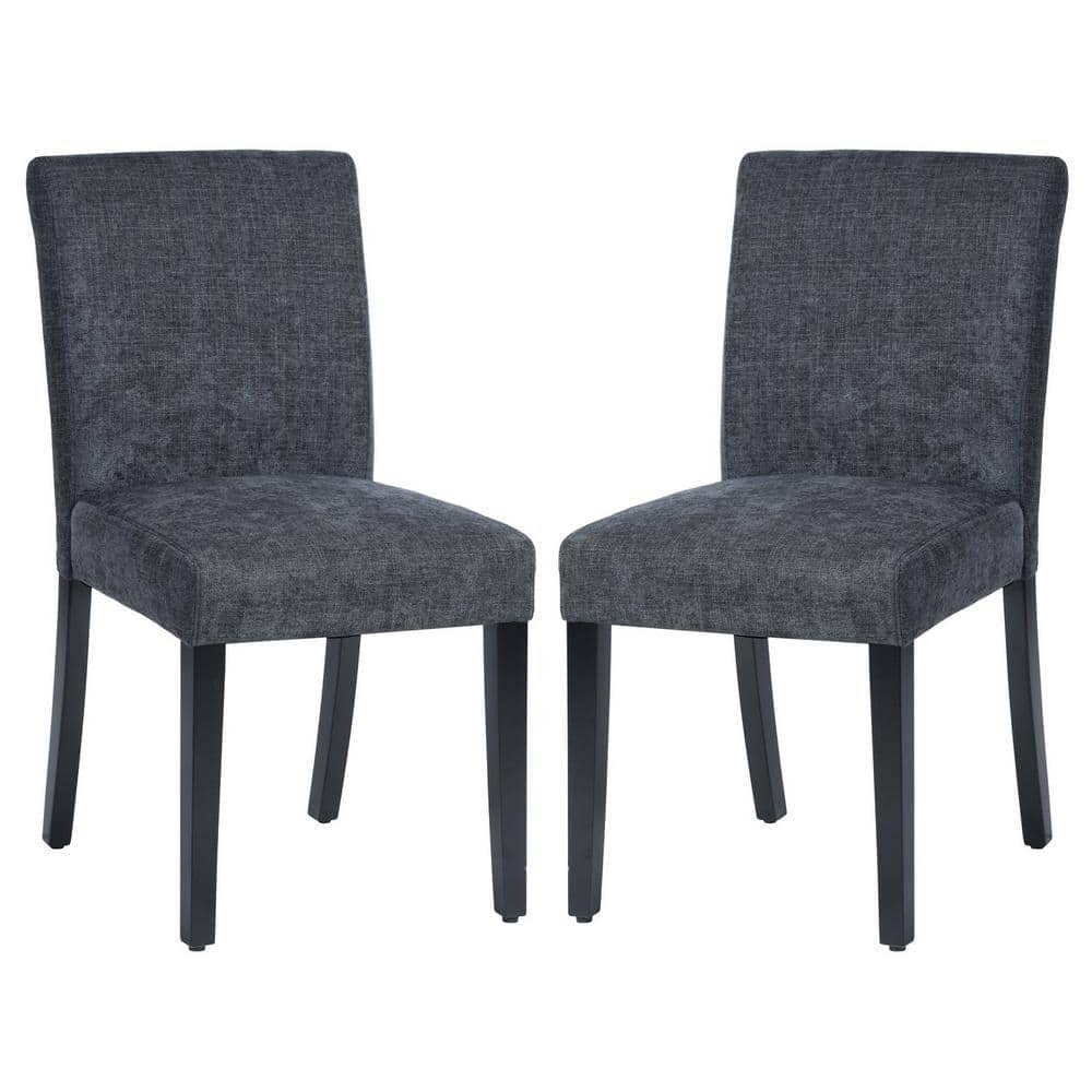 Homy Casa Lowe Black Upholstered Dining Chairs (Set of 2), Black-Lowe