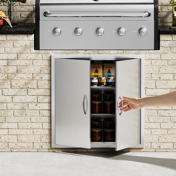 Double Outdoor Kitchen Door 31 in. W x 31 in. H BBQ Access Door Stainless Steel Flush Mount Door Wall Vertical Door