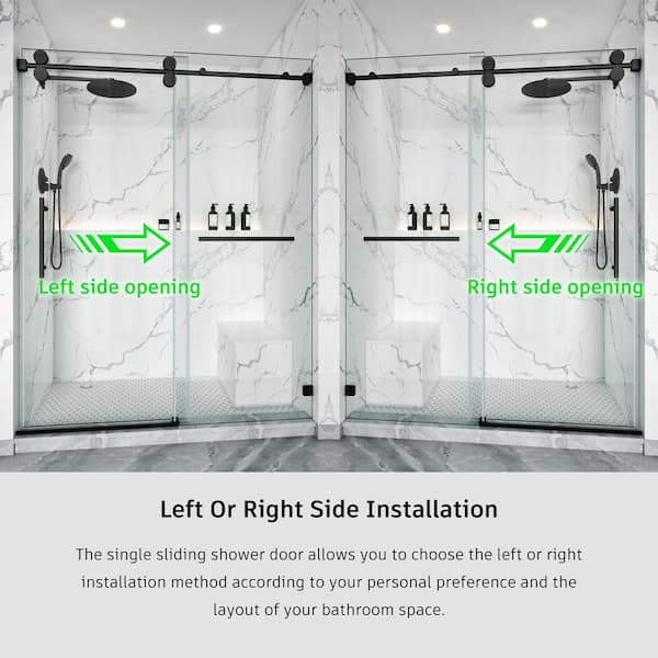 LASIHEM 56-60 in. W x 79 in. H Single Sliding Frameless Shower