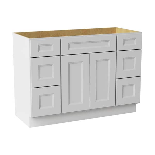 48 in. W x 21 in. D x 34.5 in. H Ready to Assemble Double Shaker Bath Vanity Combo Cabinet in Newport White