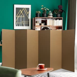 4 ft. Short Brown Temporary Cardboard Folding Screen - 6 Panels