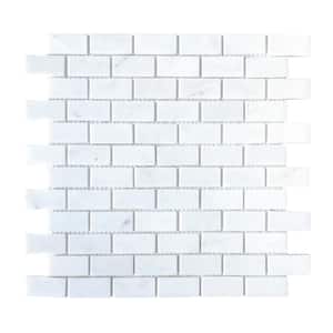 Hailstone White 11.75 in. x 11.5 in. Interlocking Polished Marble Mosaic Tile (0.938 sq. ft./Each)