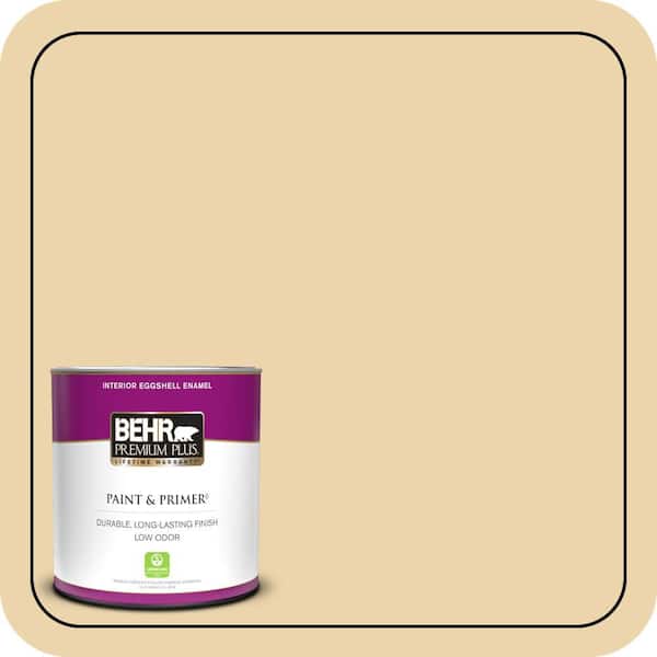 BEHR PREMIUM PLUS 1 qt. #ICC-51 Sweet Marzipan Eggshell Enamel Low Odor Interior Paint & Primer