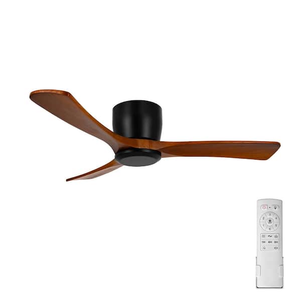 42 in. Flush Mount Ceiling Fan No Light with Remote Control, Noiseless Reversible DC Motor with Timer