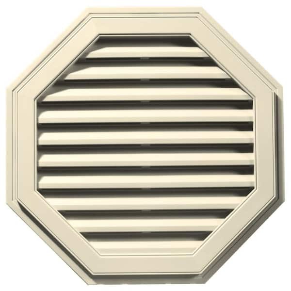 Builders Edge 32 in. x 32 in. Octagon Beige/Bisque Plastic Built-in Screen Gable Louver Vent