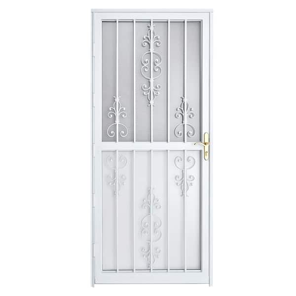 Grisham 32 in. x 80 in. 309 Series White Prehung Heritage Steel Security Door