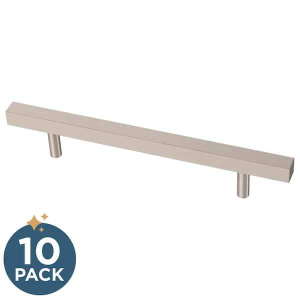 Franklin Brass 10-Pack Simple Square Bar 5-1/16 in. (128 mm) Modern Cabinet Drawer Pulls in Stainless Steel
