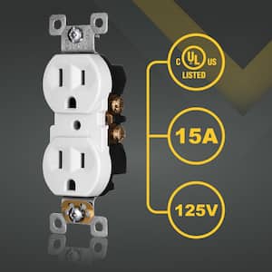 15 Amp 125-Volt Non-Tamper-Resistant NEMA5-15R Wall Mount Duplex Outlet UL Listed, White (10-Pack)