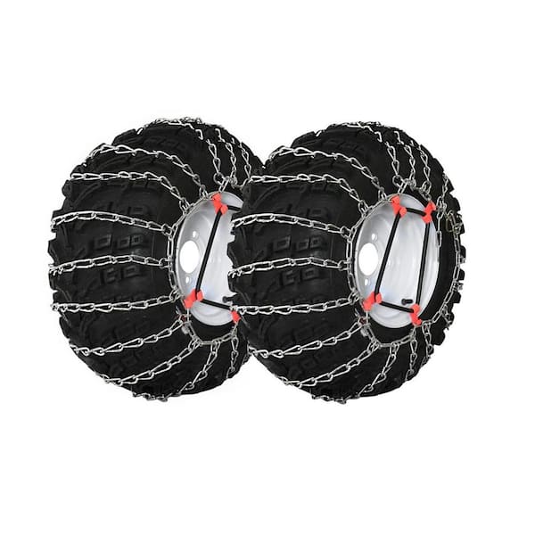 OAKTEN 20x8x8, 20x8x10 in. 2-Link Tire Chains with Tensioners Replace Peerless 1062656, Zinc Plated Chains, Set of 2