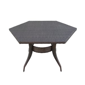 Gybson 30 in. Multi-Brown Hexagon Metal Outdoor Dining Table