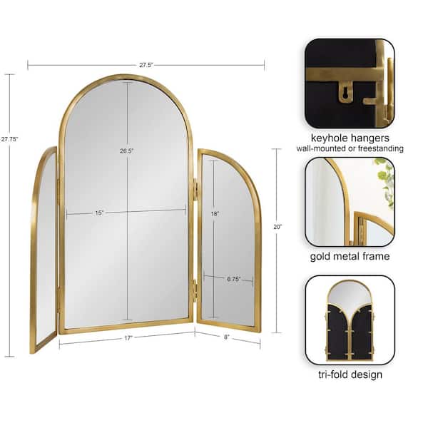 Amoli 27.50 in. W x 27.50 in. H Gold Arch Glam Framed Decorative Wall Mirror