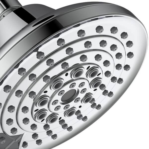 6-Spray Patterns Adjustable Stainless Steel with 1.5 GPM 5 in. Wall Mount High Pressure Fixed Shower Head in Chrome