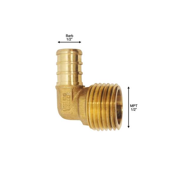 90 Degree Brass Elbow BSP Barb X 1/2 In Male Thread Adapter Barbed Pipe Quality