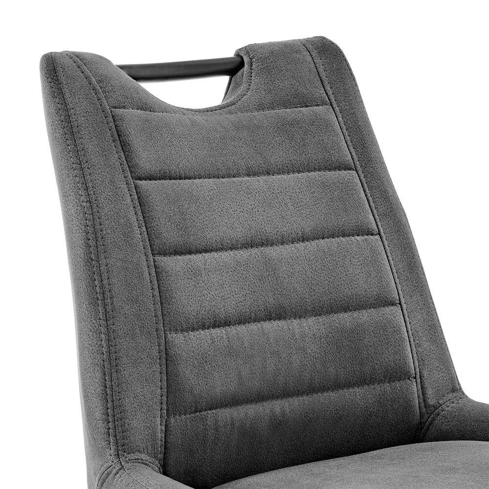Contemporary Charcoal Fabric and Black Metal Adjustable Bar Stool