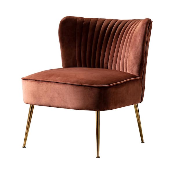 Trinity 25 in. Brown Velvet Channel Tufted Accent Chair