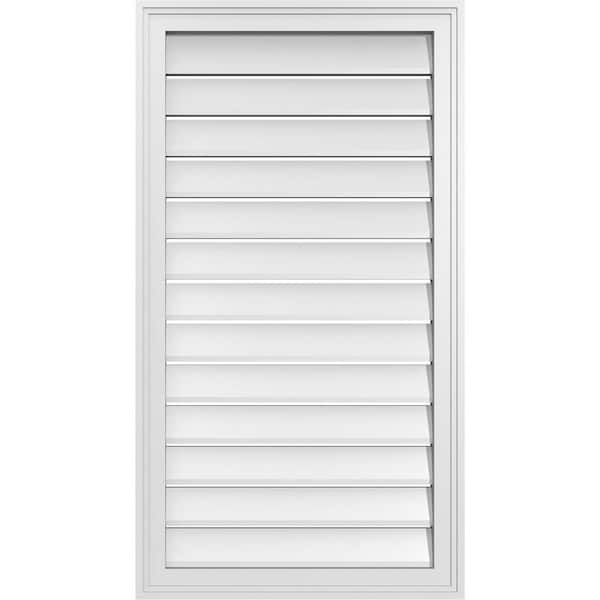 Ekena Millwork 22" x 40" Rectangular White PVC Paintable Gable Louver Vent Functional