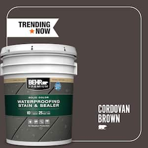 5 gal. #SC-104 Cordovan Brown Solid Color Waterproofing Exterior Wood Stain and Sealer