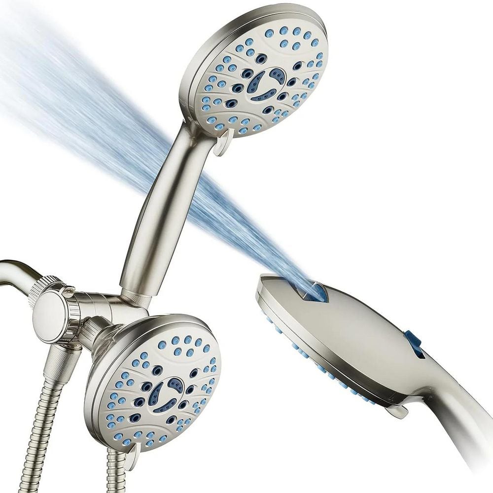 AQUACARE 50-Spray Wall Mount Shower Head Combo 2.5 GPM in Satin