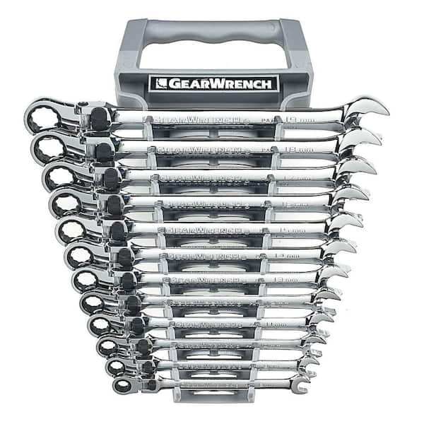 GEARWRENCH 72-Tooth 12 Point Metric XL Locking Flex Combination Ratcheting Wrench Set (12-Piece)