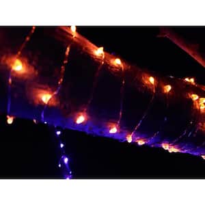 Outdoor 100-Light 20 ft. Solar Amber Flame Integrated LED String Light (4-Pack)