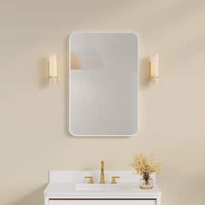 Bella 24 in. W. x 36 in. H Rectangular Aluminum Framed Wall-Mounted Bathroom Vanity Mirror in White