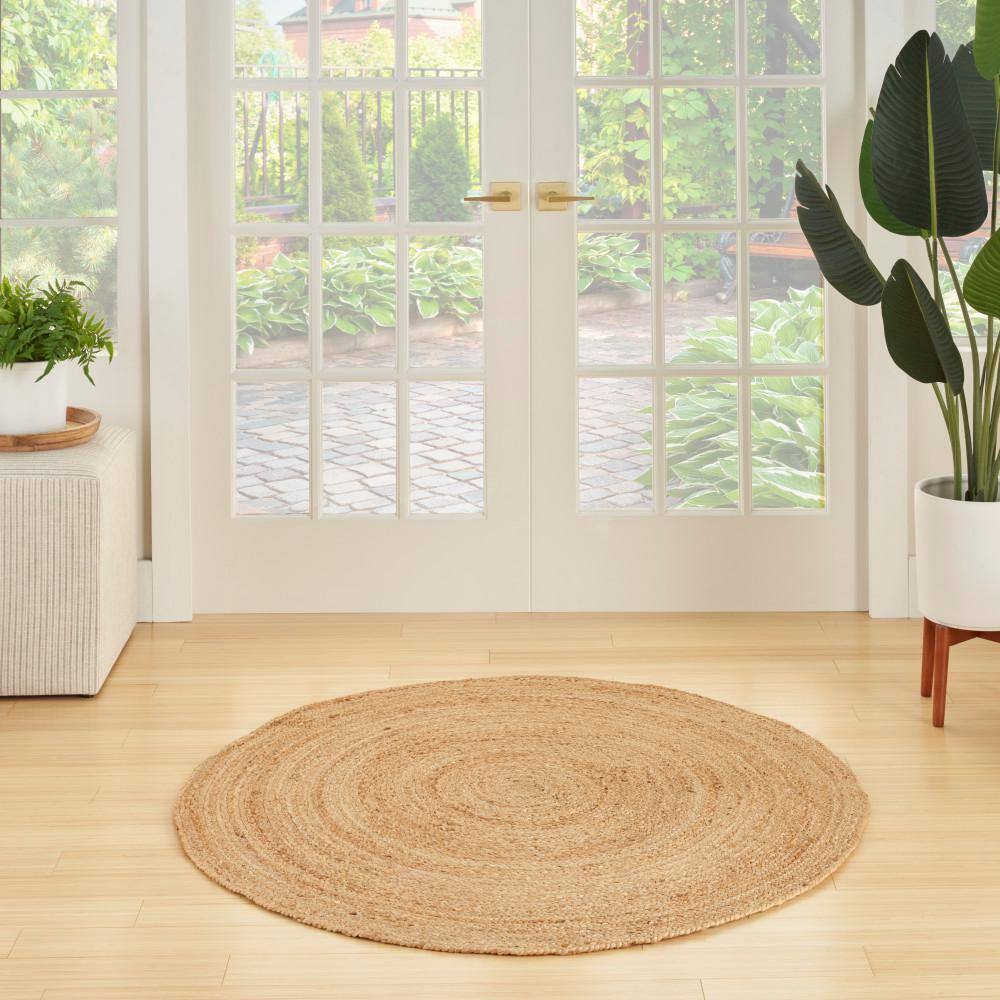 Handmade Ivory Braided Jute Round Area Rug