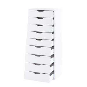 White 9 Drawer Dresser Tall Dressers for Bedroom Kids Dresser w/Storage Shelves Small Dresser for Closet Makeup Dresser