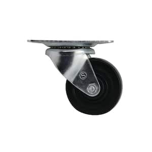 3 in. Black Soft Rubber and Steel Swivel Plate Caster with 175 lbs. Load Rating