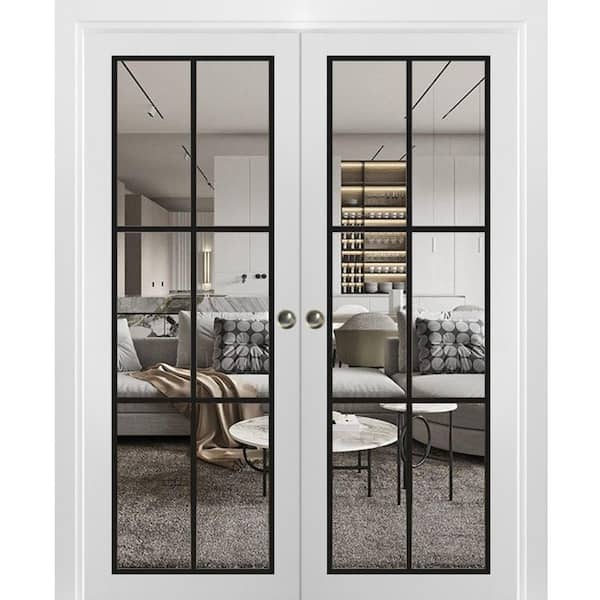 Sartodoors 48 in. x 96 in. 2 Panel White Finished MDF Sliding Door with Hardware