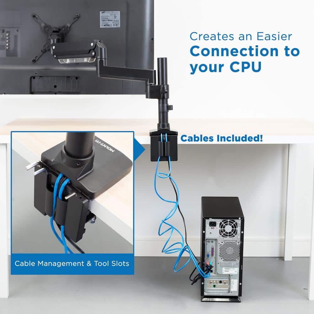 Heavy Duty Adjustable Monitor Desk Mount with USB Ports