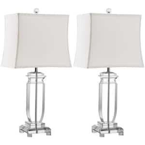 Olympia 24 in. Clear Crystal Urn Table Lamp with White Shade (Set of 2)