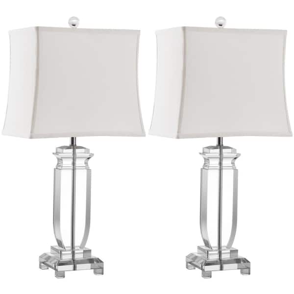 SAFAVIEH Olympia 24 in. Clear Crystal Urn Table Lamp with White Shade (Set of 2)