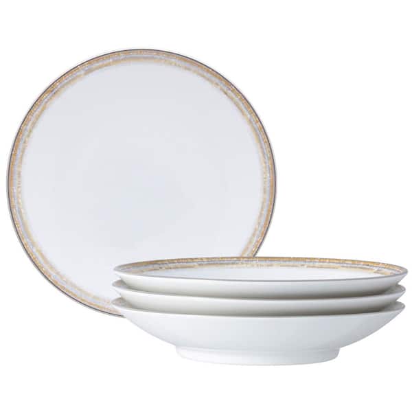 Noritake Raylan 9.25 in., 26 oz. (Gold) Porcelain Pasta Bowls, Set of 4