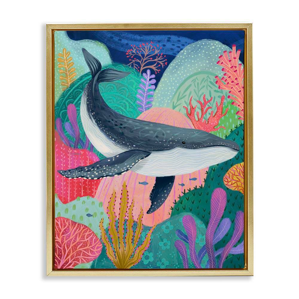 Bright Whale and Sea Coral by Arrolynn Weiderhold Gold Floater Frame Coastal Graphic Art Print 31 in. x 25 in. price history on PriceWatchPro