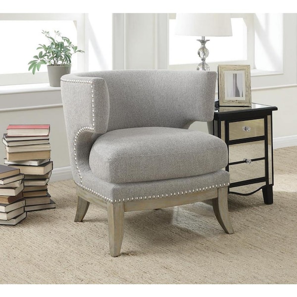 Coaster Jordan Dominic Gray and Weathered Gray Chenille Barrel Back Accent Chair