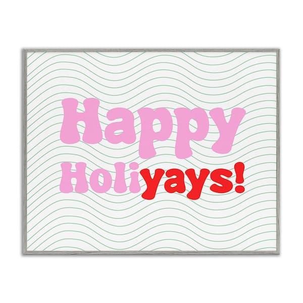 Stupell Industries Happy Holiyays Patterned by Lil' Rue 1-Piece Framed Graphic Print Typography Poster Art Print 20 in. x 16 in.