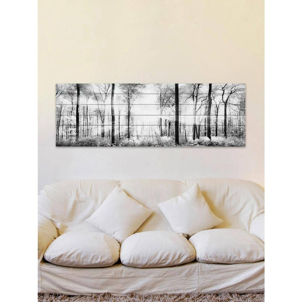  15 in. H x 45 in. W "White Light Forest" by Parvez Taj Printed White Wood Wall Art