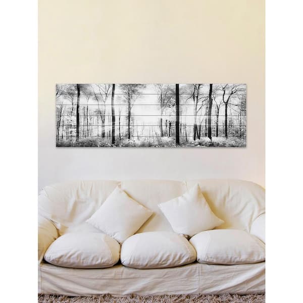 Unbranded 15 in. H x 45 in. W "White Light Forest" by Parvez Taj Printed White Wood Wall Art