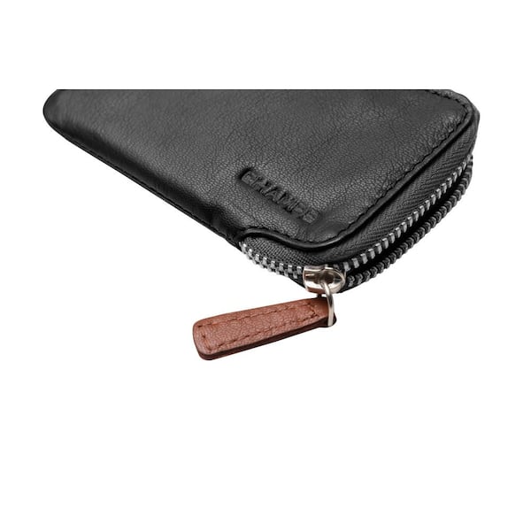 Champs Men's Zip Case Leather RFID Card Holder in Gift Box - Black - Size