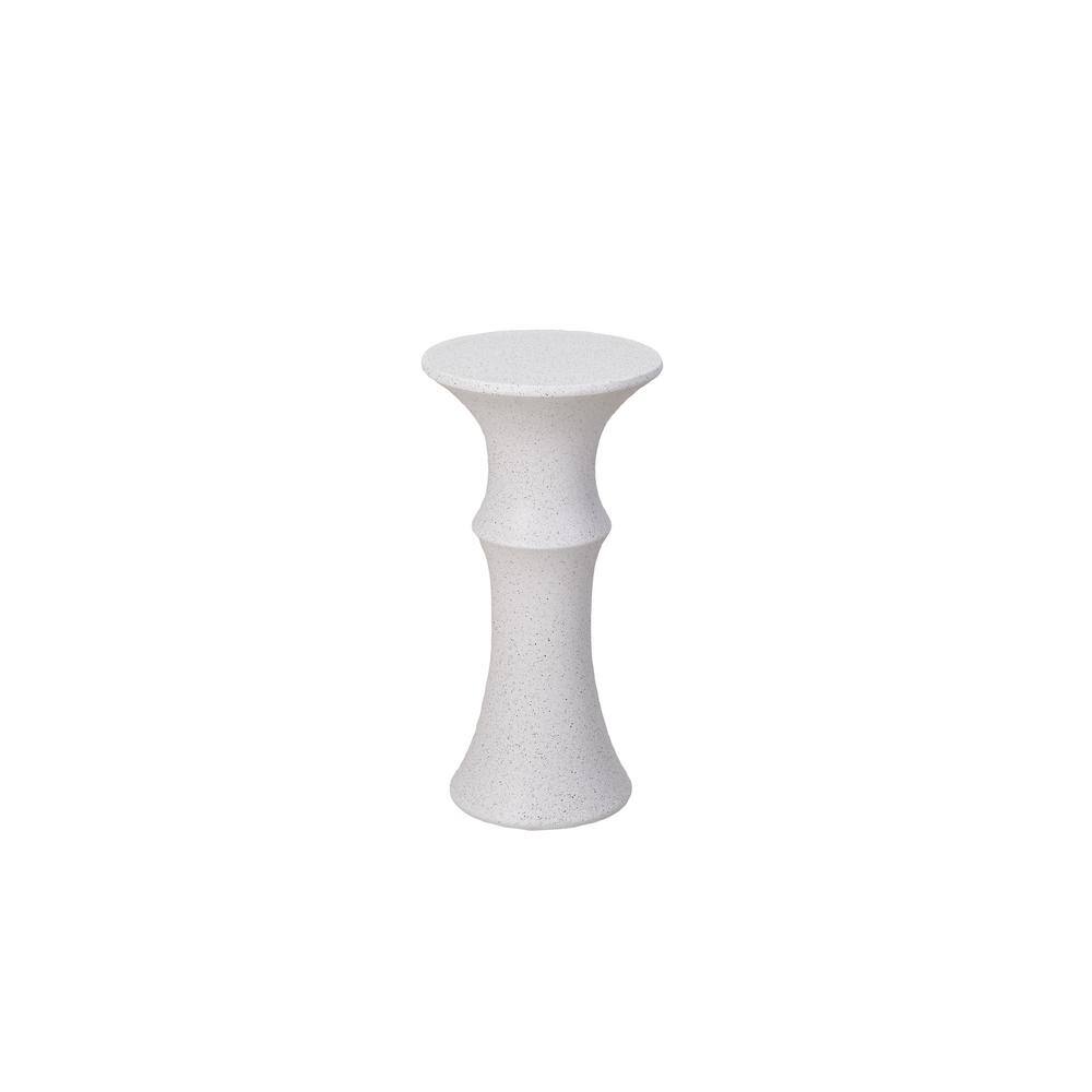 11 in. White Novel Round Tabletop Magnesium Oxide Outdoor Side Table
