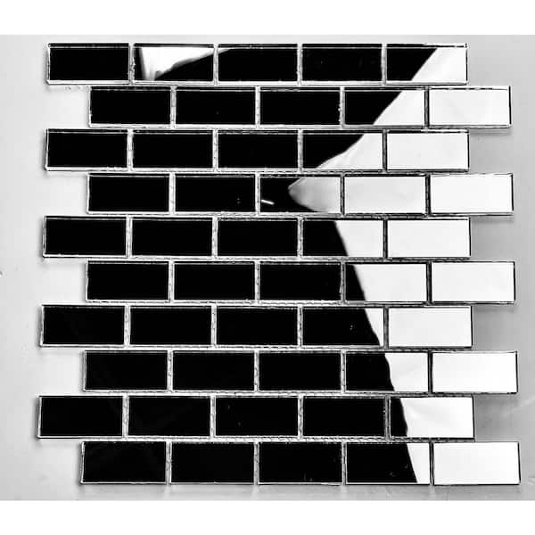 ABOLOS Hollywood Regency Straight Edge Brick Mosaic 1 in. x 2 in Glass Mirror Decorative Wall Tile (14 sq. ft./Case)