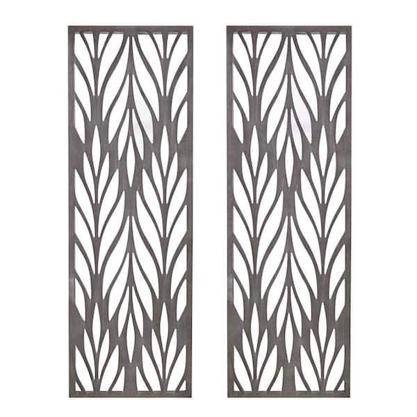 2-Piece Unframed Art Print Grey Laser Cut Wood Panel Wall Decor