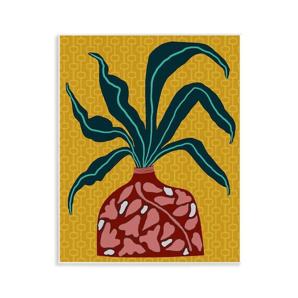 Stupell Industries Spider Plant on Yellow by Regina Moore Unframed Nature Graphic Art Print 14 in. x 11 in.