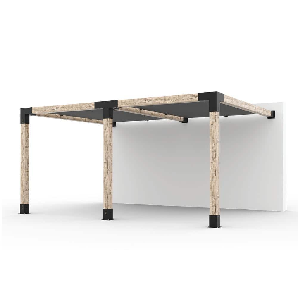 TOJA GRID 12 ft. x 16 ft. Double Wall Mount Pergola Kit with 2 Graphite